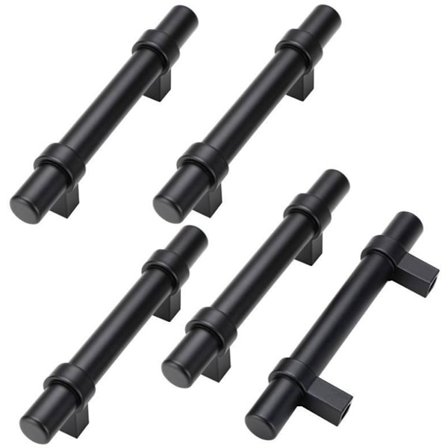 5-pak 90mm sorte køkkenskabshåndtag, LST16BK metal skuffetræk til garderobe, moderne skabsdesign
