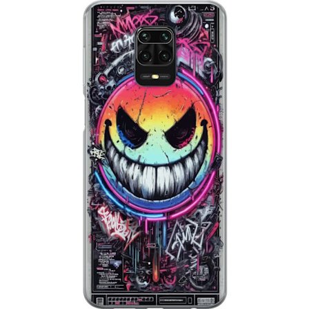 Kompatibelt Mobilskal till Xiaomi Xiaomi Redmi Note 9S Cyberpunk smiley med neonfärger, graffiti och futurisk techstil, edgy digital konst för gamer