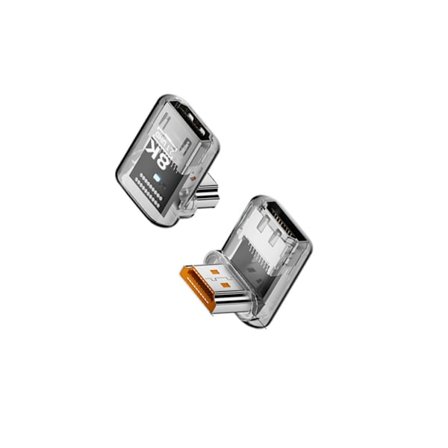 8K HDMI 2.1 vinkeladapter 90 grader mand til hun UHD kobler - 3-pak Transparent