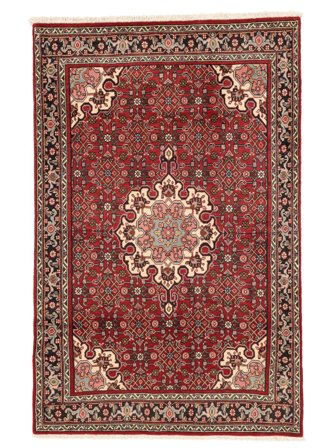 Hand Knotted Persian Bidjar Rug 105X162 Dark Red/Brown