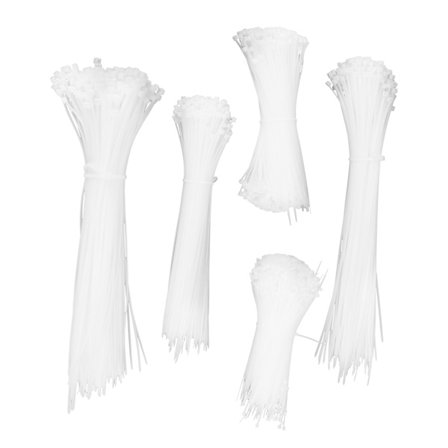 5 pakkausta kertakäyttöisiä nylonisia nippusiteitä vetoketju solmioita johtojen kiinnittimiä valkoinen