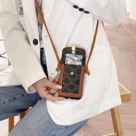 Etui til iPhone 13proMax retro møntpung sort skal cross body reb pung cross body kort slot