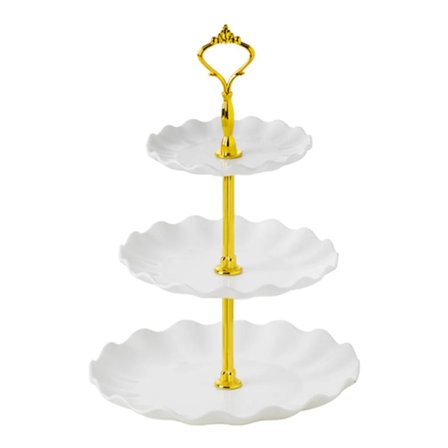 3-vånings vit fruktkorg Frukttårta Stativ 30 cm - Fruktskål för mer utrymme på bänkskivan - Tårtställ med fruktskålar - mer dekorativ