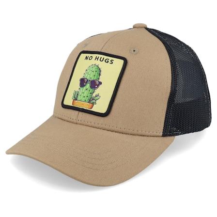 Kiddo Cap - Beige trucker Caps - Kids No Hugs Cactus Dark Caramel/Black Trucker @ Hatstore