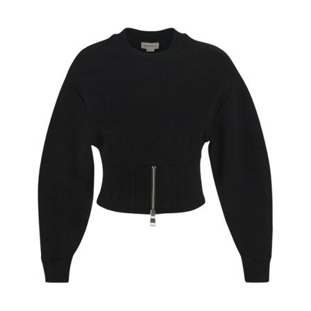 Alexander McQueen Cropped Sweater Sort, Dame