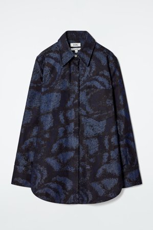 COS Women's Regular Jacquard Denim Shirt in Dark Blue