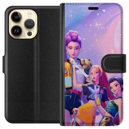 Kompatibelt Lommeboketui til Apple iPhone 14 Pro Max Futuristiske popdamer i neonfarger med magiske detaljer mot en drømmeaktig galaksebakgrunn