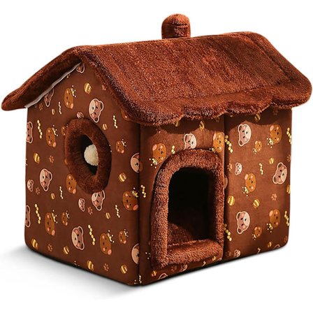 Katt Hus Inomhus Vikbart Skorsten Katt Hus för Katter Hund Hus Sluten Vinter Mjuk och Varm Katt Hund Säng Hus