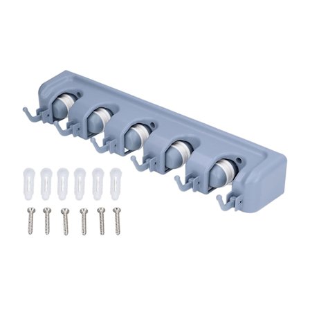 2024Mop Broom Holder Multifunksjonell Plassbesparende Kost Veggmontert Stativ for Kjøkken Bad Hage Garasje B [DB]