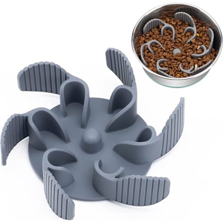 Långsam matskål för hund [22 stora bläckfisk sugkoppar] Extra robust [klippbar] Långsam matskål för hund för stora och medelstora hundar C