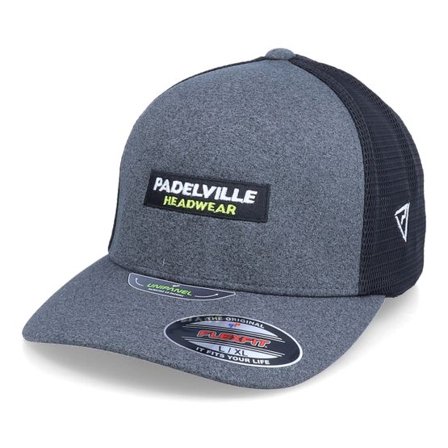 Padelville - Grå flexfit Keps - Logo Box Unipanel Mesh Dark Grey/Black Flexfit @ Hatstore