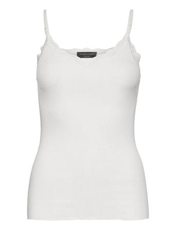 Organic Strap Top W/Lace Top Ærmeløs Top Hvid Rosemunde