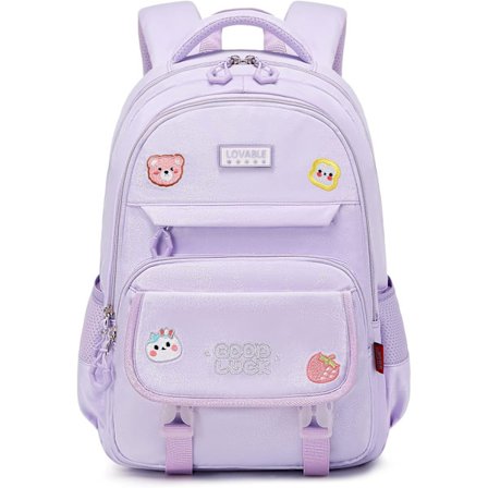 Rygsække til piger, stor kapacitet og lagdelte skoletasker, vandtæt rygsæk til studerende, afslappede rygsække til kvinder (Lilla, Stor)
