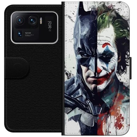 Kompatibelt Lommeboketui til Xiaomi Xiaomi Mi 11 Ultra Delt portrett av Batman og Joker i dramatisk illustrasjon, ikonisk superhelt motiv med mørk ku