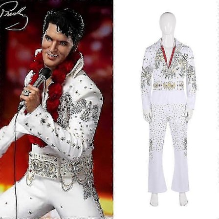 Halloween-asut 2024 Rock Singer Valkoinen Elvis Presley Cosplay -asu Ulkoilmajuhlat Esitys Tanssiasu Women.k