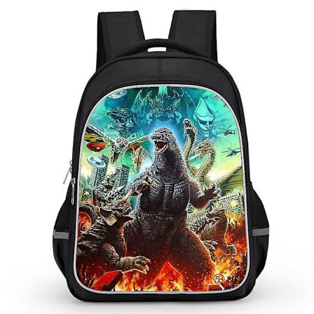 Godzilla Print School Bag Kids Waterproof Backpack #