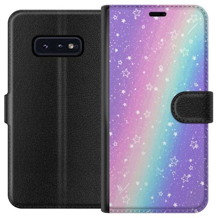 Kompatibel Tegnebogsetui til Samsung Galaxy S10e Rainbow-farvet pastelbaggrund med hvide stjerner og glitrende prikker i blød overgang
