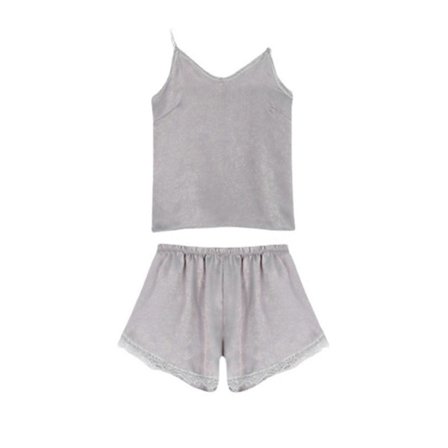 Sexy Sling Jentepyjamas Ensfarget Is Silke Ermeløs Pyjamas Shorts Student Hjemmeklær Todelt Sett Svart Sexy Blonde Slingbac