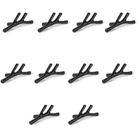 Set med 10 Vintage Dörrknoppar i Zinklegering Grenform Skåp Låda Garderob Skåp Kök Sovrum (Svart)