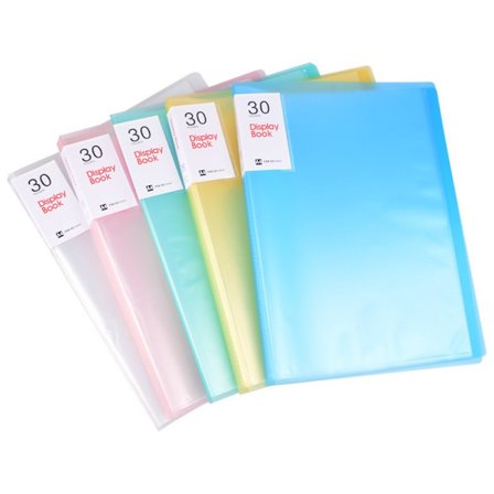 Femfarvede A4 Dokumentmappe - 40 lommer pr. mappe, semi-transparent - Sæt med 5