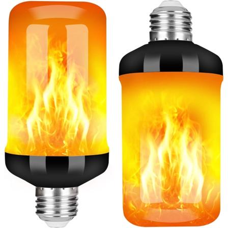LED-flammepære, oppgradert 4-modus flammepære med opp-ned-effekt, E26-sokkel blinkende pære (2-pakning)