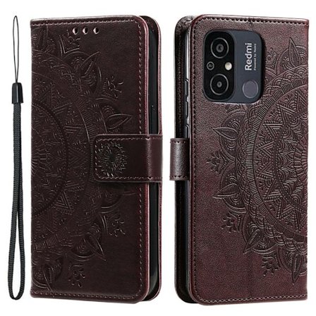 SKALO Xiaomi Redmi 12C 4G Mandala Flip Cover - Brun