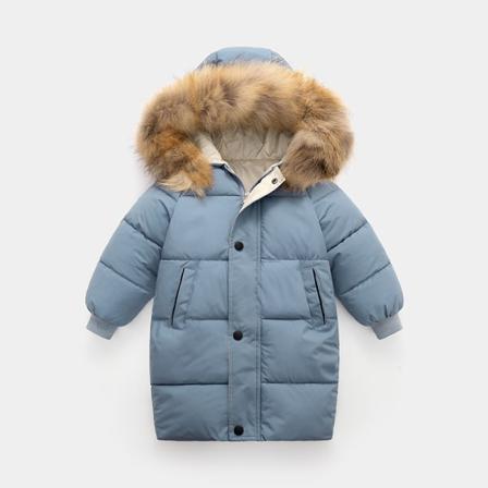 Girl Camouflage Hoodies Fuskpälskrage Mid Long Down Jackor