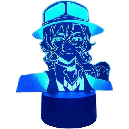 XYC Anime 3D-lamppu Bungo Stray Dogs -hahmo Led-illuusioyövalo lasten makuuhuoneen sisustukseen USB/paristokäyttöinen kosketus/kaukosäädin 16 värin 