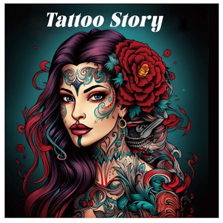 Malebok for voksne 24 sider 20x20 cm – Tattoo Story med tatoveringsmotiv