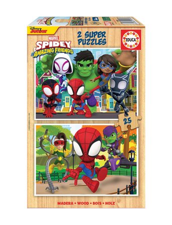 Educa 2X25 Spidey & His Amazing Friends Wood Patterned Educa