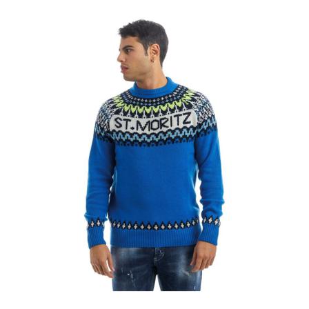 MC2 Saint Barth, Round-neck Knitwear Blauw, Heren, Maat:S
