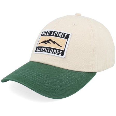 Wild Spirit - Bege unconstructed Boné - Mountain Adventures Patch Stone/Dark Green @ Hatstore