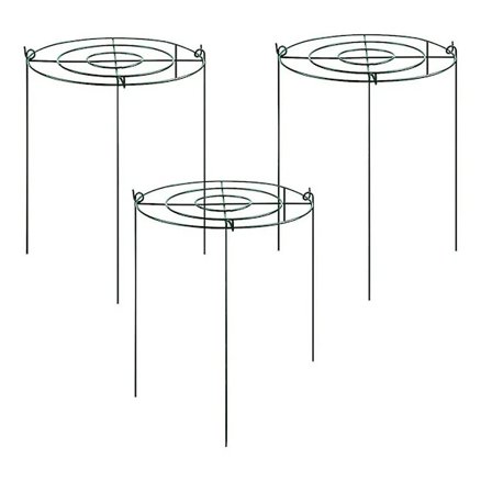 3 set pionstöd bur, växa genom bågar rutnät med 4 st ben, växtstöd stag, blomma stron