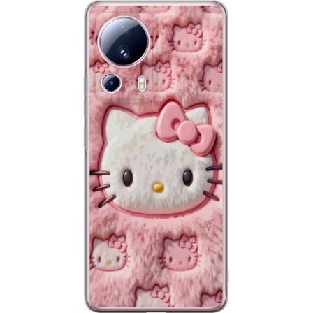 Kompatibel Mobilcover til Xiaomi 13 Lite Hello Kitty lyserød fluffy baggrund med ikonisk ansigt og kawaii-æstetik