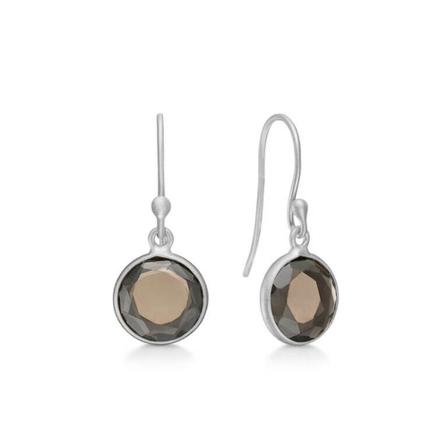 Frk. Lisberg, Cat earrings smoke quartz silver Grijs, Dames, Maat:ONE Size