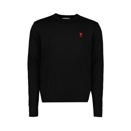 Ami Paris Round-neck Strik Sort, Herre Strik