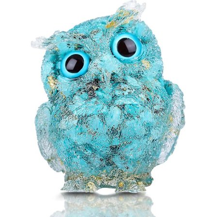 Käsityönä veistetty luonnonkristalli pöllöpatsas Reiki-parantava jalokivi eläinhahmot koti toimisto auton koristelu parhaat lahjat 6 cm (turkoosi)