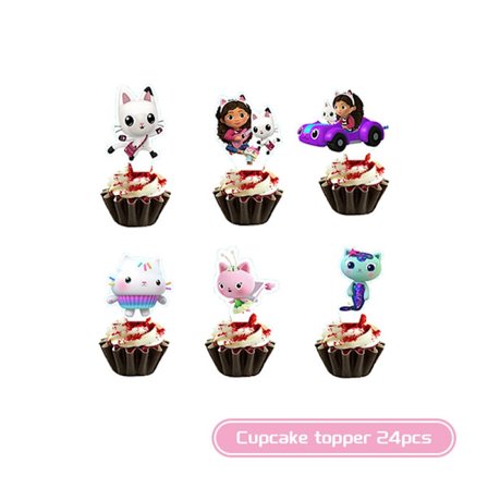 Gabby Dollhouse Syntymäpäiväjuhlakoristeet Astiatarrat Popcorn Box -pöytäastiat Vaaleanpunaiset ilmapallot Juhla suosii lasten syntymäpäiviä