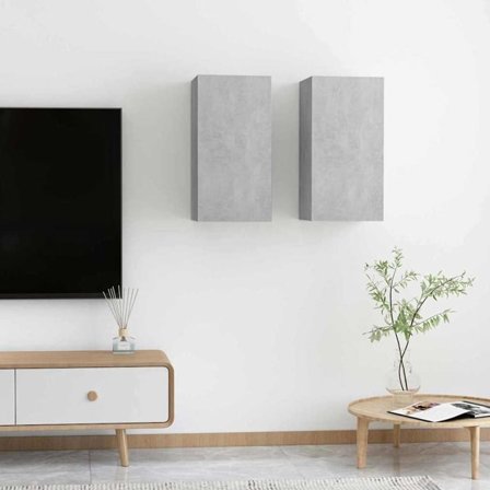vidaXL | Vägg TV Skåp | 2 pcs Betonggrå 30.5 x 30 x 60 cm Konstruerat trä