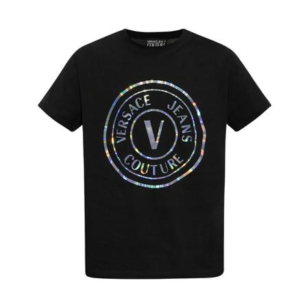 Versace Jeans Couture, Logo T-shirt Zwart, Heren, Maat:M,Katoen,print