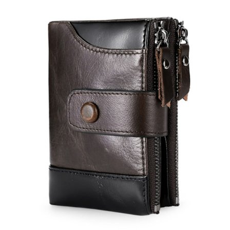 Smal RFID-herrplånbok i läder - Brun kortplånbok