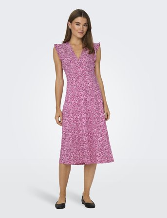 ONLY Onlmay Life S/L Wrap Midi Dress Jrs - Pink - L
