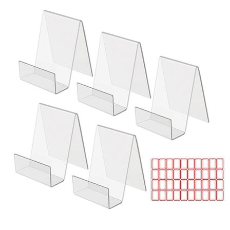5 stk. Klar Display Rack Stabil Anti-skrid Bogstøtte Postkortramme Billedopbevaringshylde Magasinplade Telefonbog Displayholder Butiksvindue