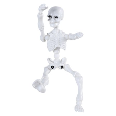 Artikulert skjelettfigur, plast, hvit, 9 cm, Halloween-dekorasjonsleke