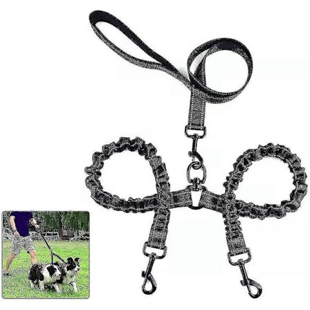 360° sammenfiltringsfri dobbelt hundesnor til 2 hunde