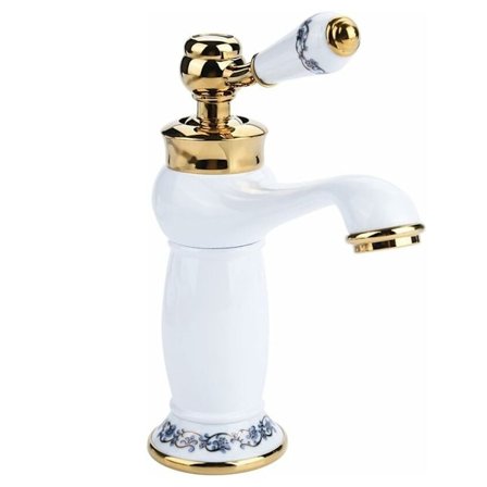 Antikk Blå og Hvit Keramisk Messing Vask Kran Vintage Lang Hals Vask Kran Kjøkkenkran Kaldt/Varmt Vann Kran Hvit