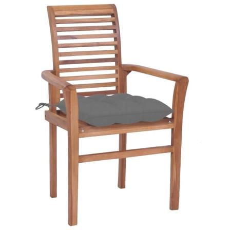 Vidaxl Matstolar 2 St Med Gråa Dynor Massiv Teak Grå