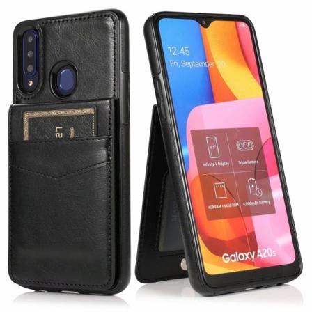 Samsung A20s Mobilskal Korthållare 5-fack Retro V3 Svart