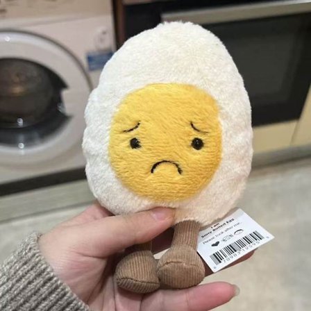 Jellycat Bartholomew kosedyr, myk og komfortabel, en flott gave til barn, Valentinsdagen eller som samleobjekt; Sad Egg 11cm
