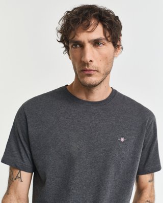 GANT - Klassisk t-skjorte i regular-fit til herre antracit melange